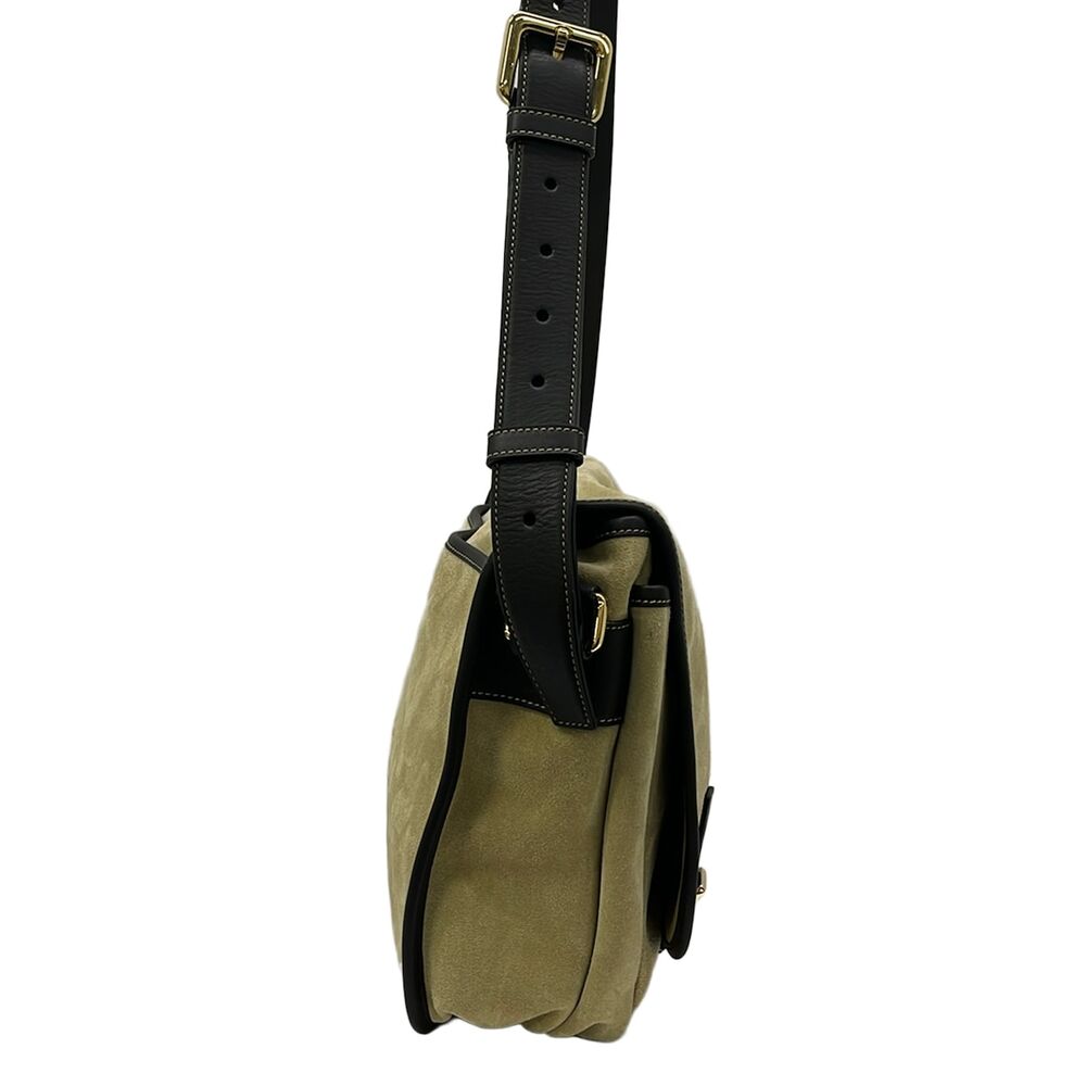 Loewe Ana Hobo Shoulder Bag 337.61.G95 Beige Black Suede Leather - Picture 2 of 10
